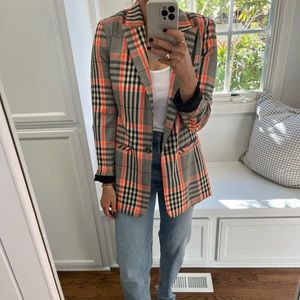 VICI X Gina Neon Contrast Checker Plaid Blazer Size S